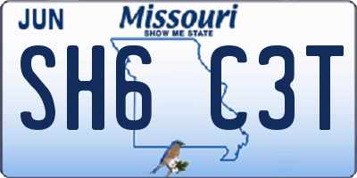 MO license plate SH6C3T