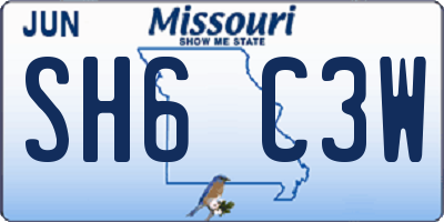 MO license plate SH6C3W