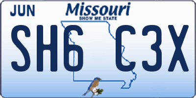 MO license plate SH6C3X