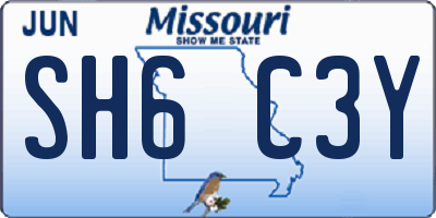 MO license plate SH6C3Y