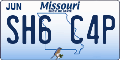 MO license plate SH6C4P