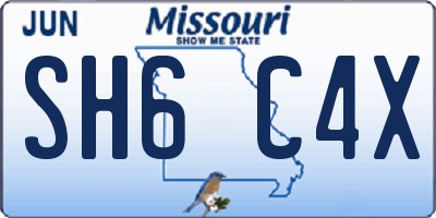 MO license plate SH6C4X
