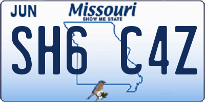 MO license plate SH6C4Z