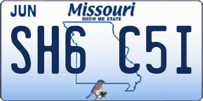 MO license plate SH6C5I