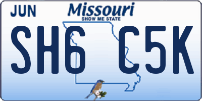 MO license plate SH6C5K