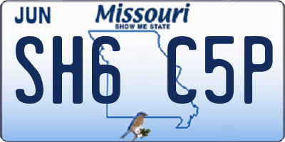 MO license plate SH6C5P