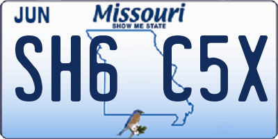 MO license plate SH6C5X
