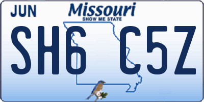 MO license plate SH6C5Z