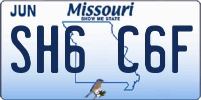 MO license plate SH6C6F