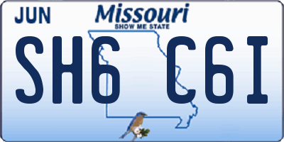 MO license plate SH6C6I