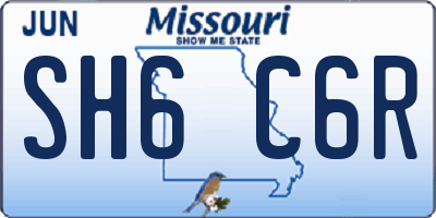 MO license plate SH6C6R