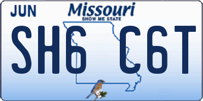 MO license plate SH6C6T