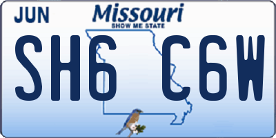 MO license plate SH6C6W