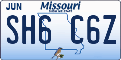 MO license plate SH6C6Z