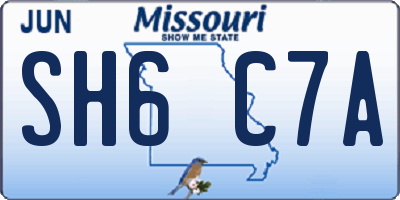 MO license plate SH6C7A