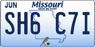 MO license plate SH6C7I