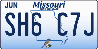 MO license plate SH6C7J
