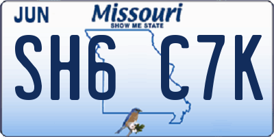MO license plate SH6C7K