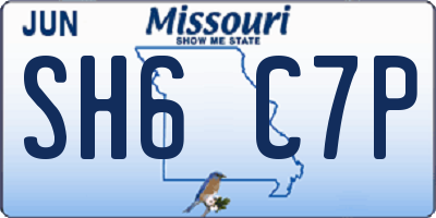 MO license plate SH6C7P