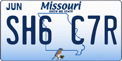 MO license plate SH6C7R