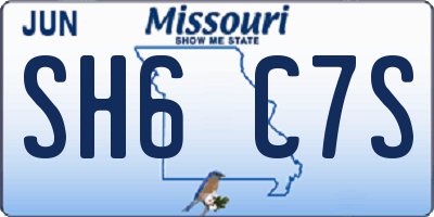 MO license plate SH6C7S