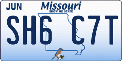 MO license plate SH6C7T