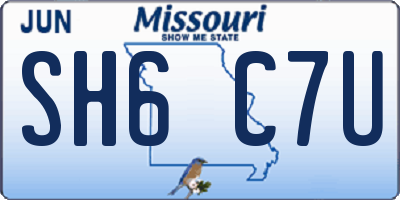 MO license plate SH6C7U