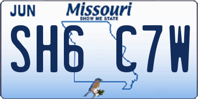 MO license plate SH6C7W