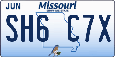 MO license plate SH6C7X