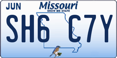 MO license plate SH6C7Y