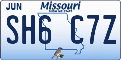 MO license plate SH6C7Z