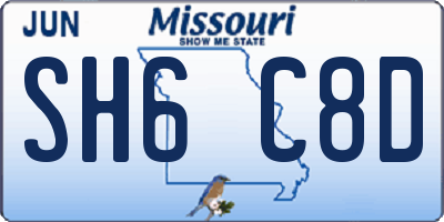MO license plate SH6C8D