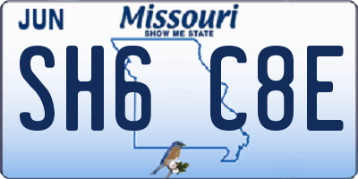 MO license plate SH6C8E