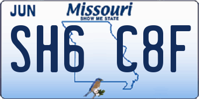 MO license plate SH6C8F