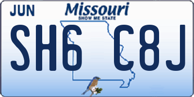 MO license plate SH6C8J