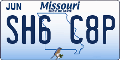 MO license plate SH6C8P