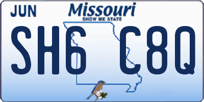 MO license plate SH6C8Q