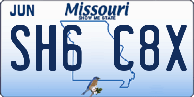 MO license plate SH6C8X