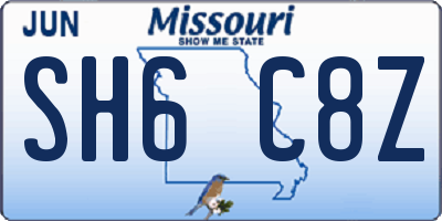 MO license plate SH6C8Z