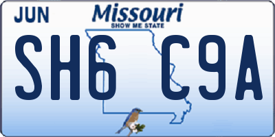 MO license plate SH6C9A