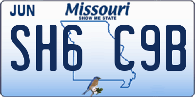 MO license plate SH6C9B