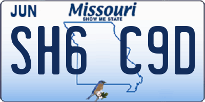 MO license plate SH6C9D