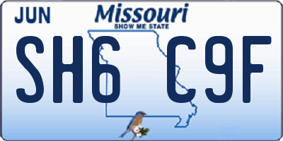 MO license plate SH6C9F
