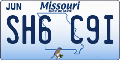 MO license plate SH6C9I