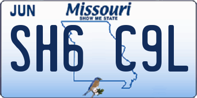 MO license plate SH6C9L