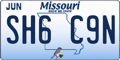 MO license plate SH6C9N
