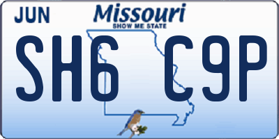 MO license plate SH6C9P