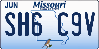 MO license plate SH6C9V
