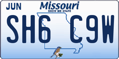 MO license plate SH6C9W