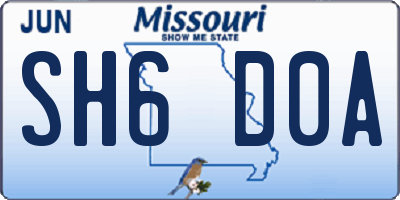 MO license plate SH6D0A